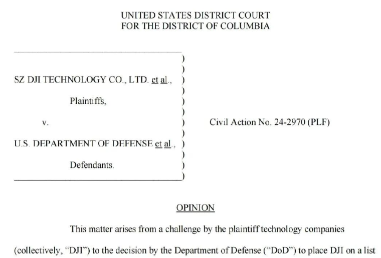 再次上诉！大疆“硬刚”美防部，反对CMC清单错误制裁