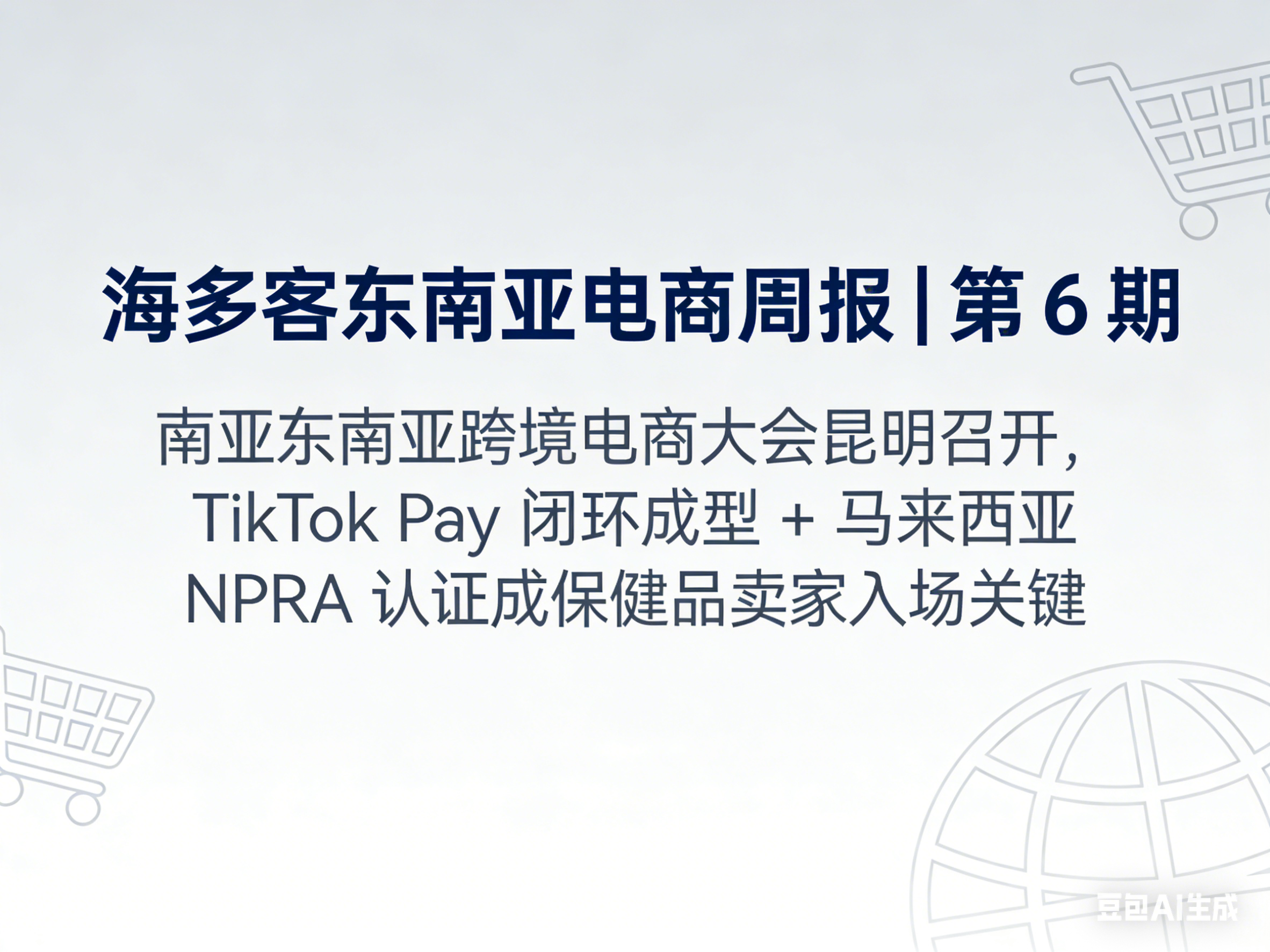 海多客东南亚电商周报 | 第 6 期：南亚东南亚跨境电商大会昆明召开，TikTok Pay 闭环成型 + 马来西亚 NPRA 认证成保健品卖家入场关键